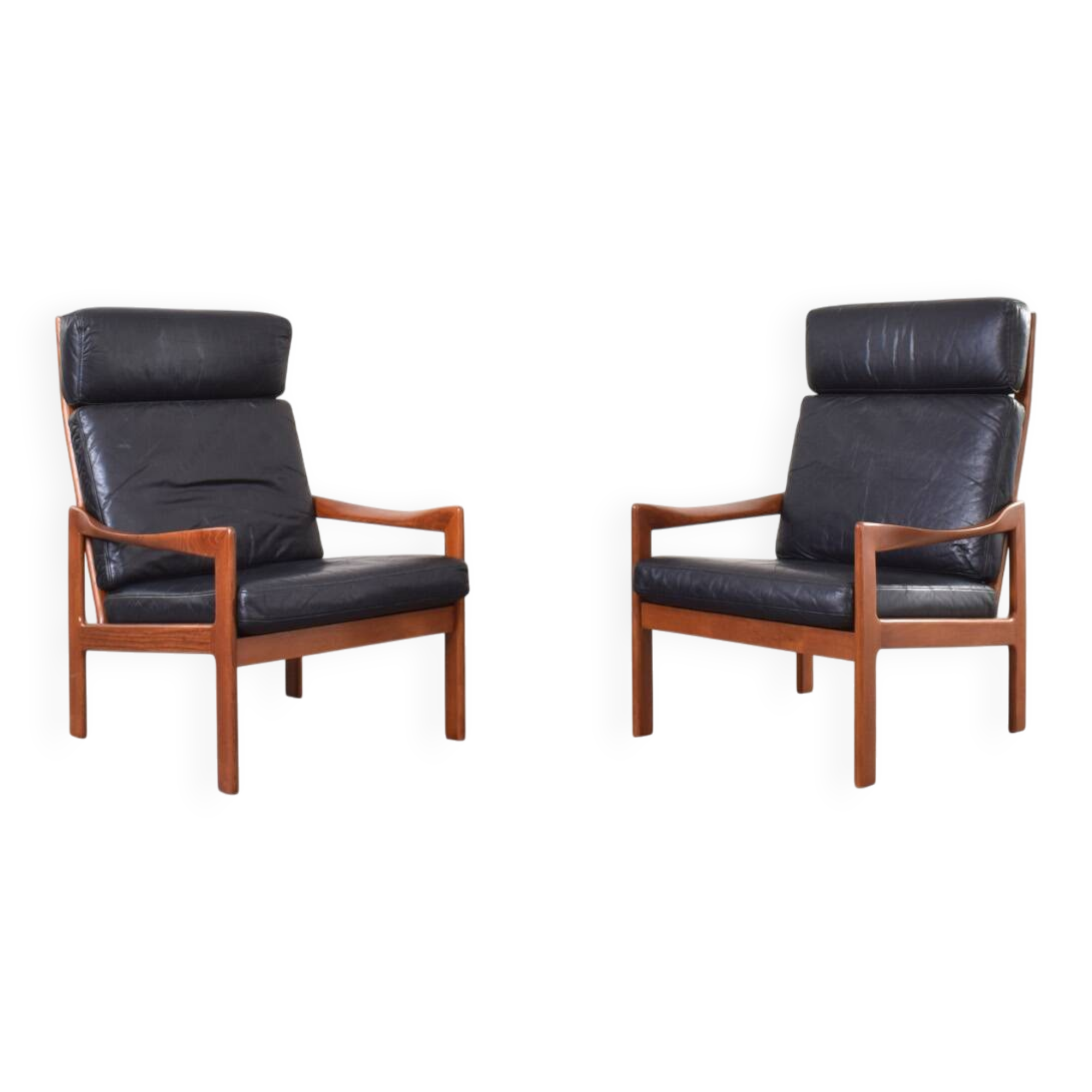 Mid-Century Teak Lounge Chairs by Illum Wikkelsø for Niels Eilersen, 1960s.