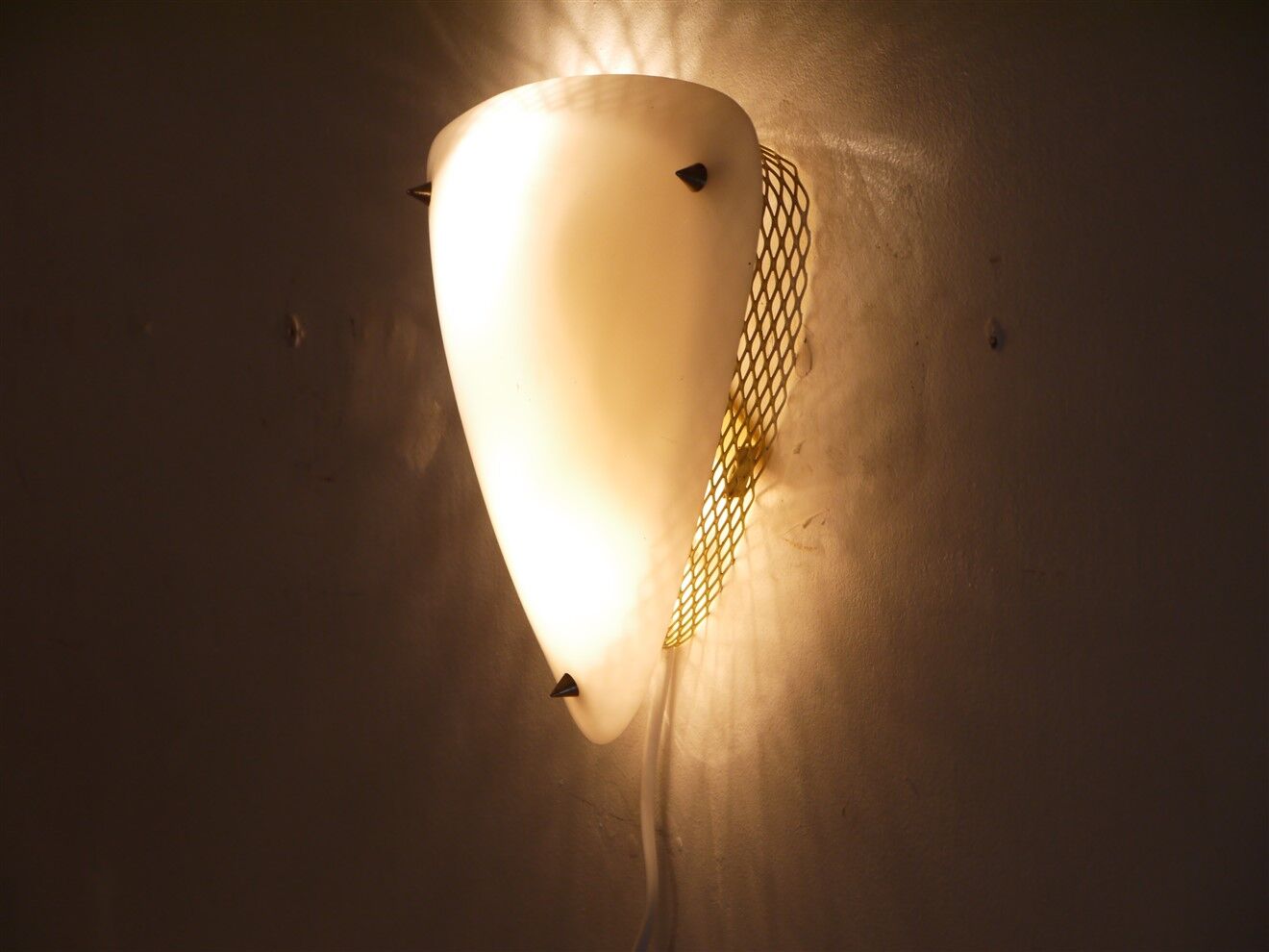 Vintage metal and perspex 1950 wall lamp