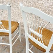 Paire de chaises paillées blanches vintage
