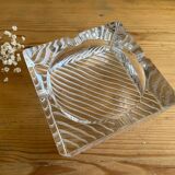 Square striped crystal ashtray / catchall J.G. Durand