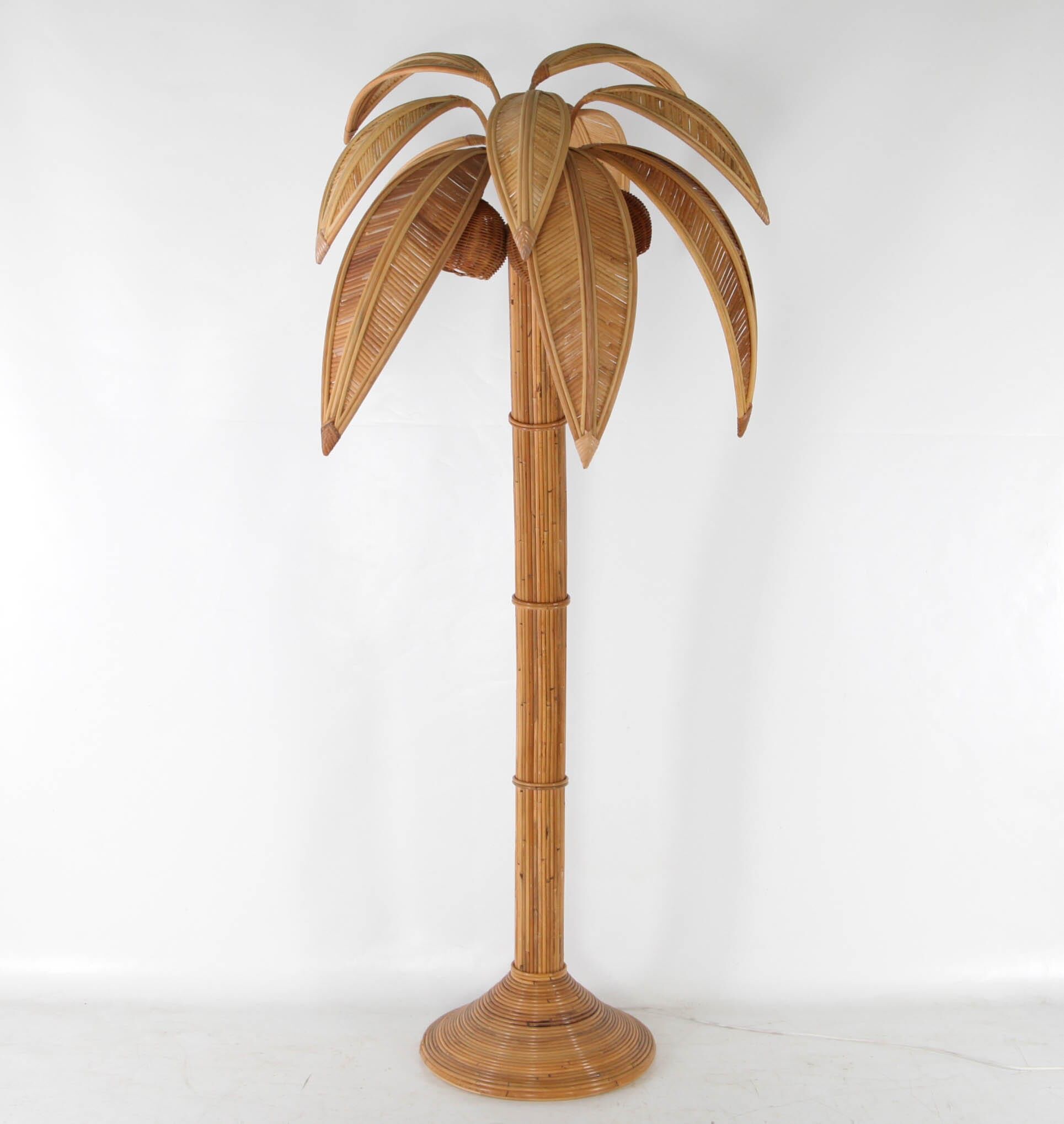 "Palm tree" floor lamp in rattan