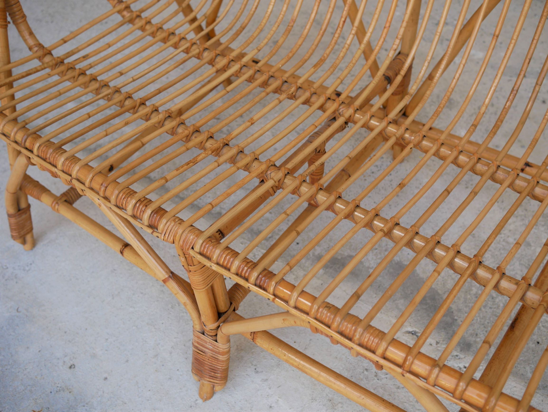 Vintage rattan bench