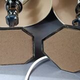 Paire lampes à poser métal argenté flambeaux style Louis XIII Bel état C777