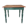 Ancienne table d'appoint, bureau, 1 tiroir, patine bleu aubusson