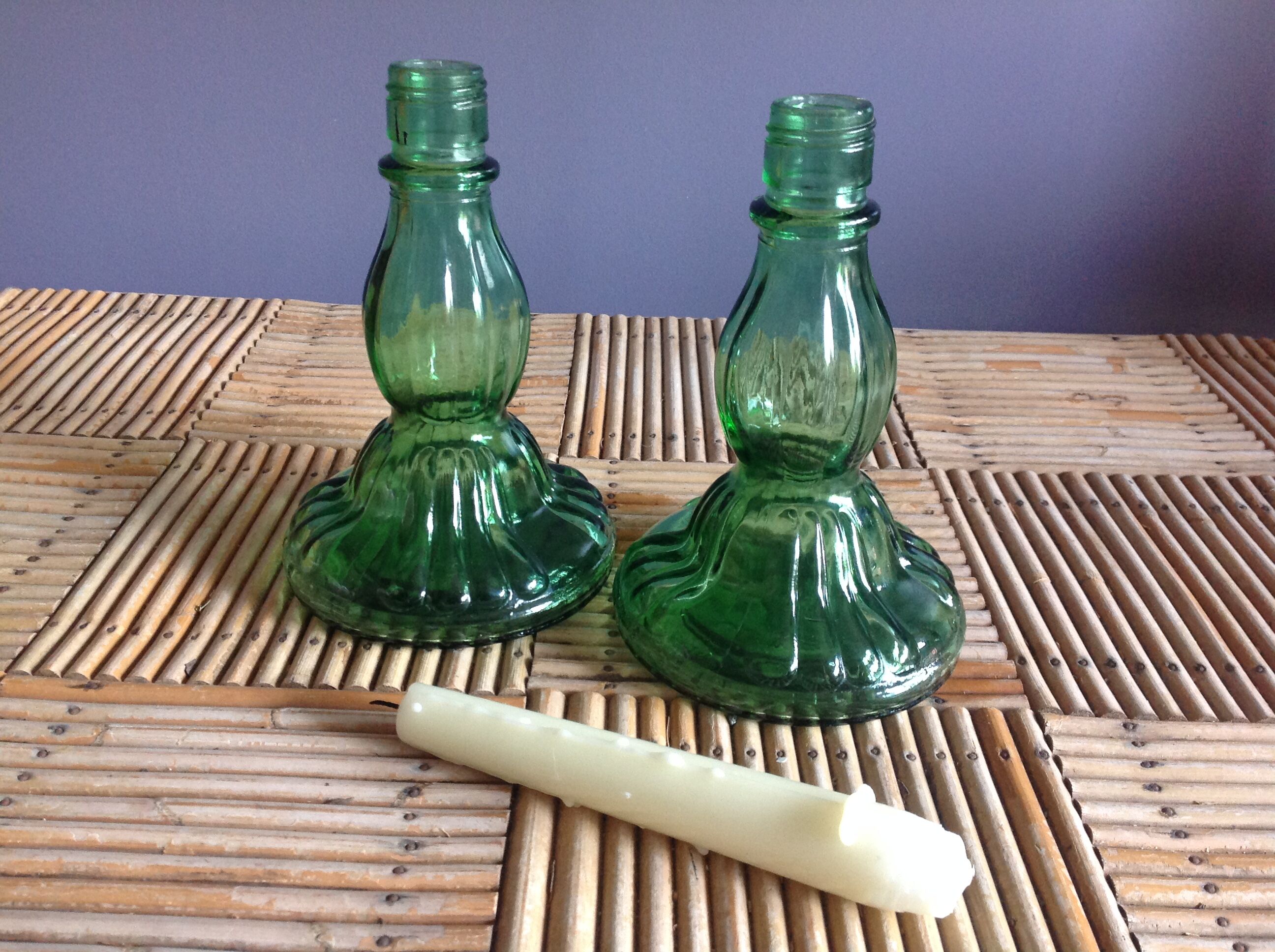 Pair of candlesticks in glass