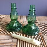 Pair of candlesticks in glass