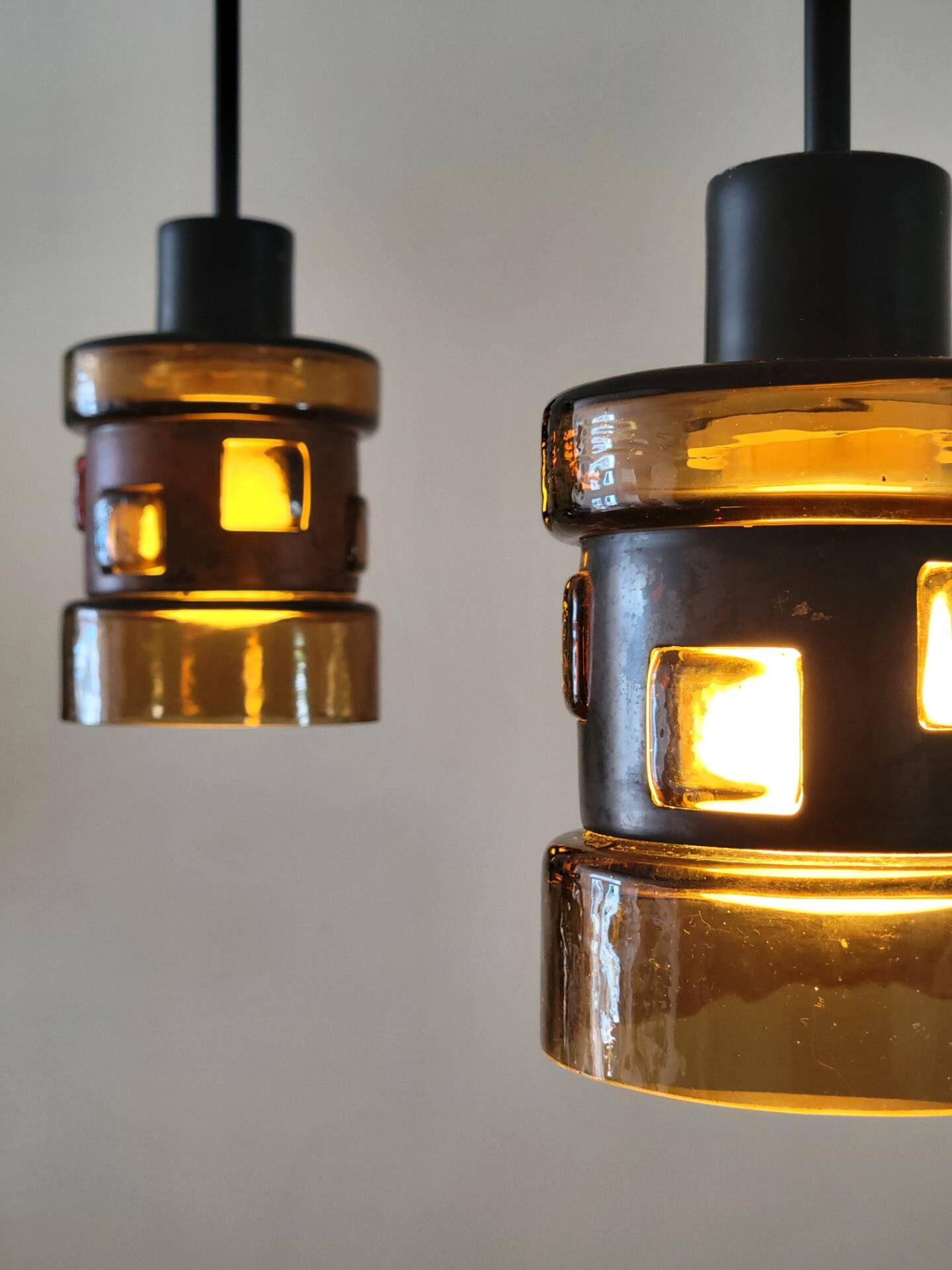 Set of 2 pendant lamps by Victor Bernt for Flygsfors, Sweden, 1960
