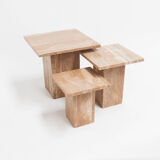 Set of mid century brown marble nesting tables