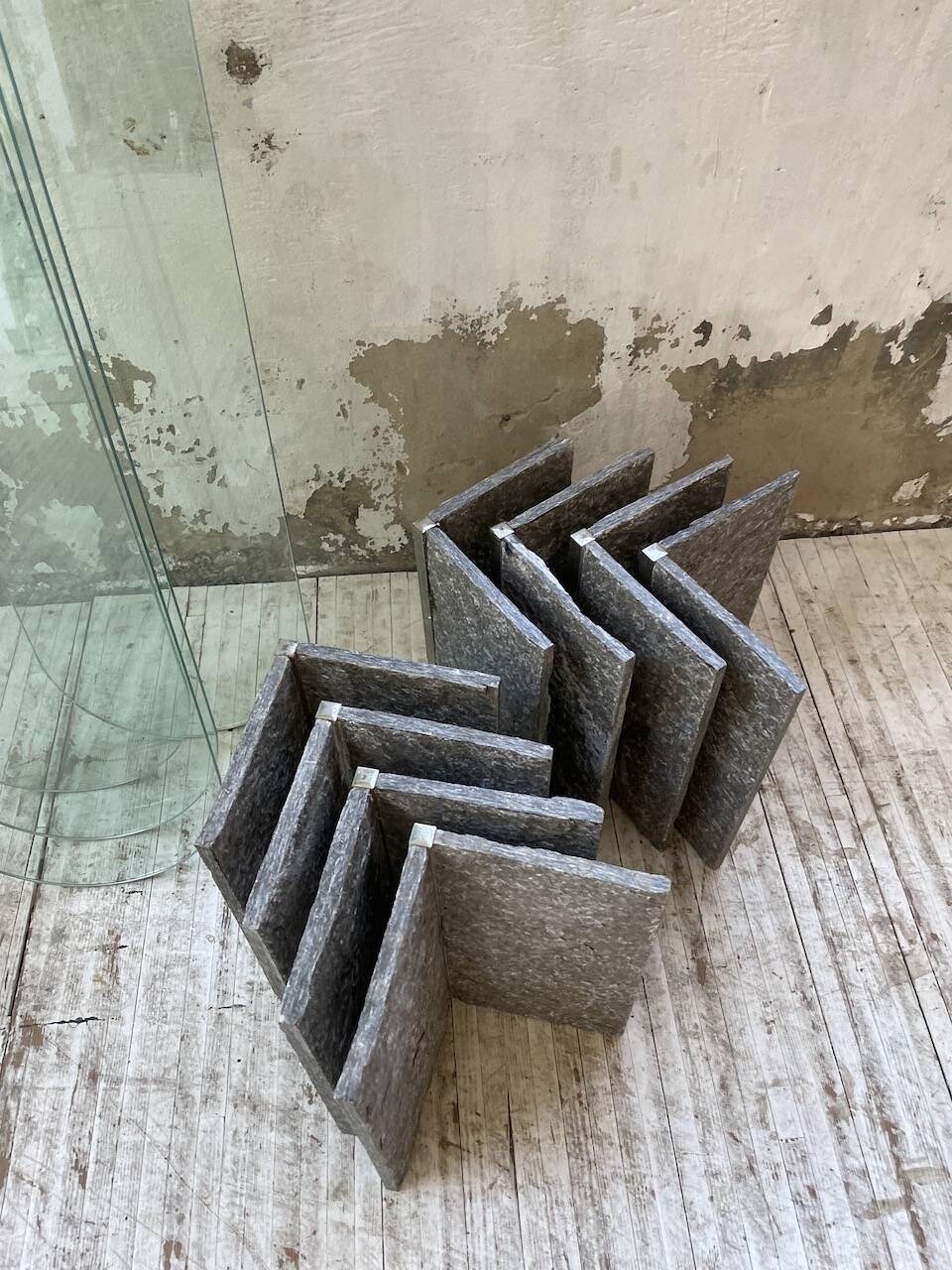 Roche Bobois stone and glass sculpture shelf 1970s