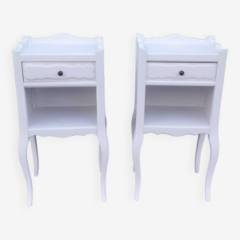 Pair of bedside tables 1 drawer 1 niche white