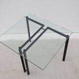 Catellan italia side table in metal and glass, 1980