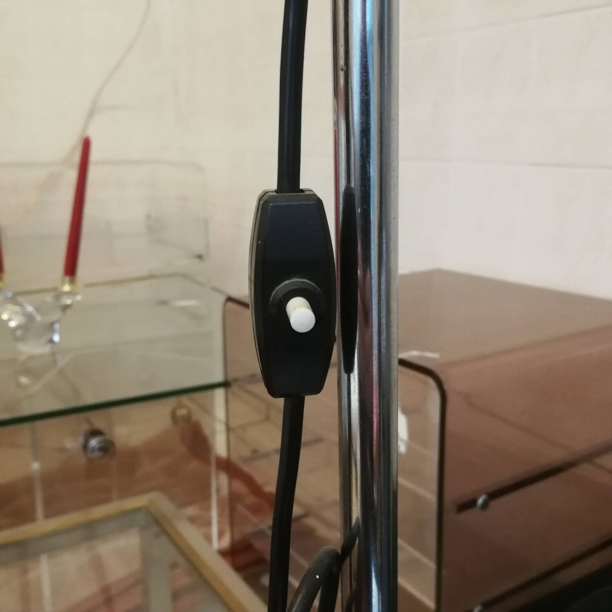 Lampadaire orbiter à balancier et contrepoids acier chromé sonnemans