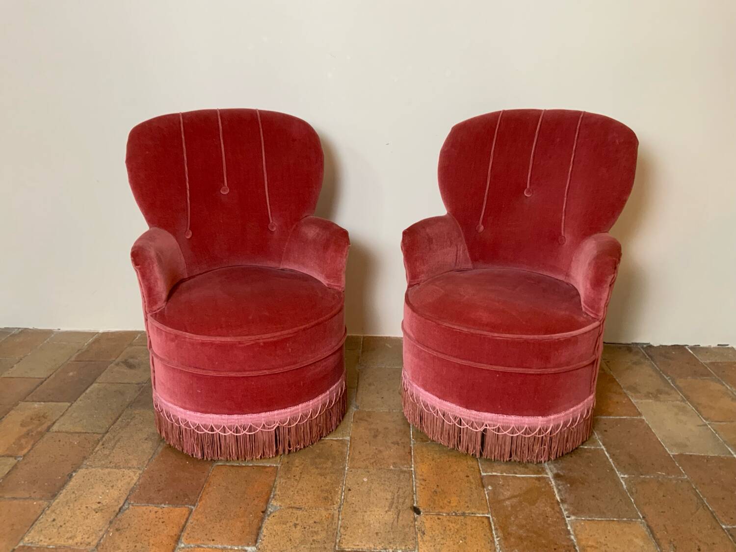 Pair of toadstool armchairs