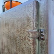 Workshop furniture in industrial style, patinated iron from the 1950s.