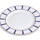 6 flat plates basque porcelain vleu and red