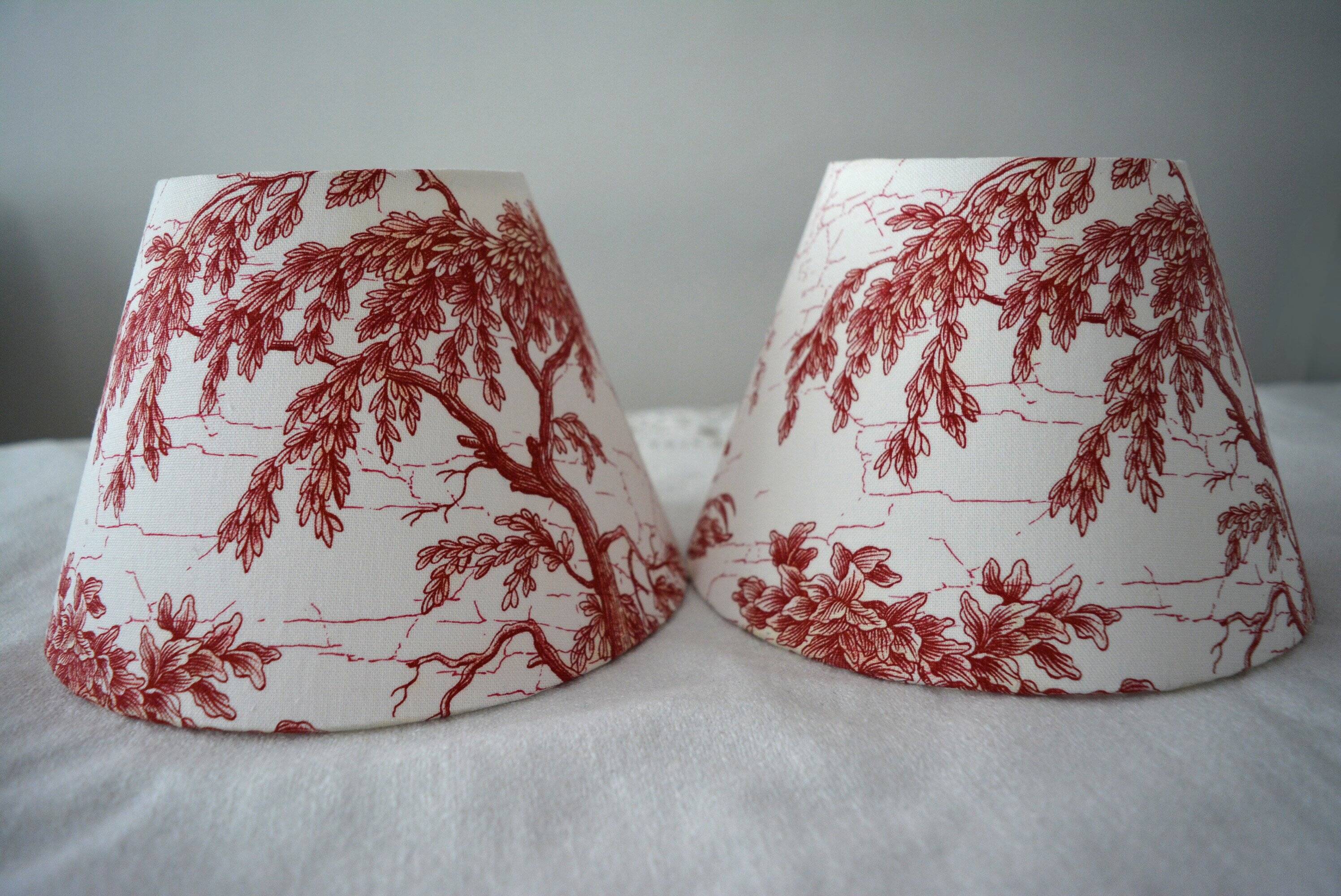 Pair of jouy bordo canvas lampshades