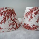 Pair of jouy bordo canvas lampshades