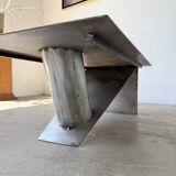 Handcrafted metal coffee table from the 1970s