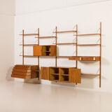 Hansen and Guldborg extra wide shelving unit in teak, 1960s