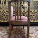 Fauteuil de bureau anglais en acajou et velours rose