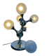Unique table lamp with a chrome frame and opaque glass globes, 1970s, Space Age, Atomic Age, Sputnik
