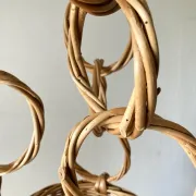 Large wicker suspension with three baskets, twisted ring chain.