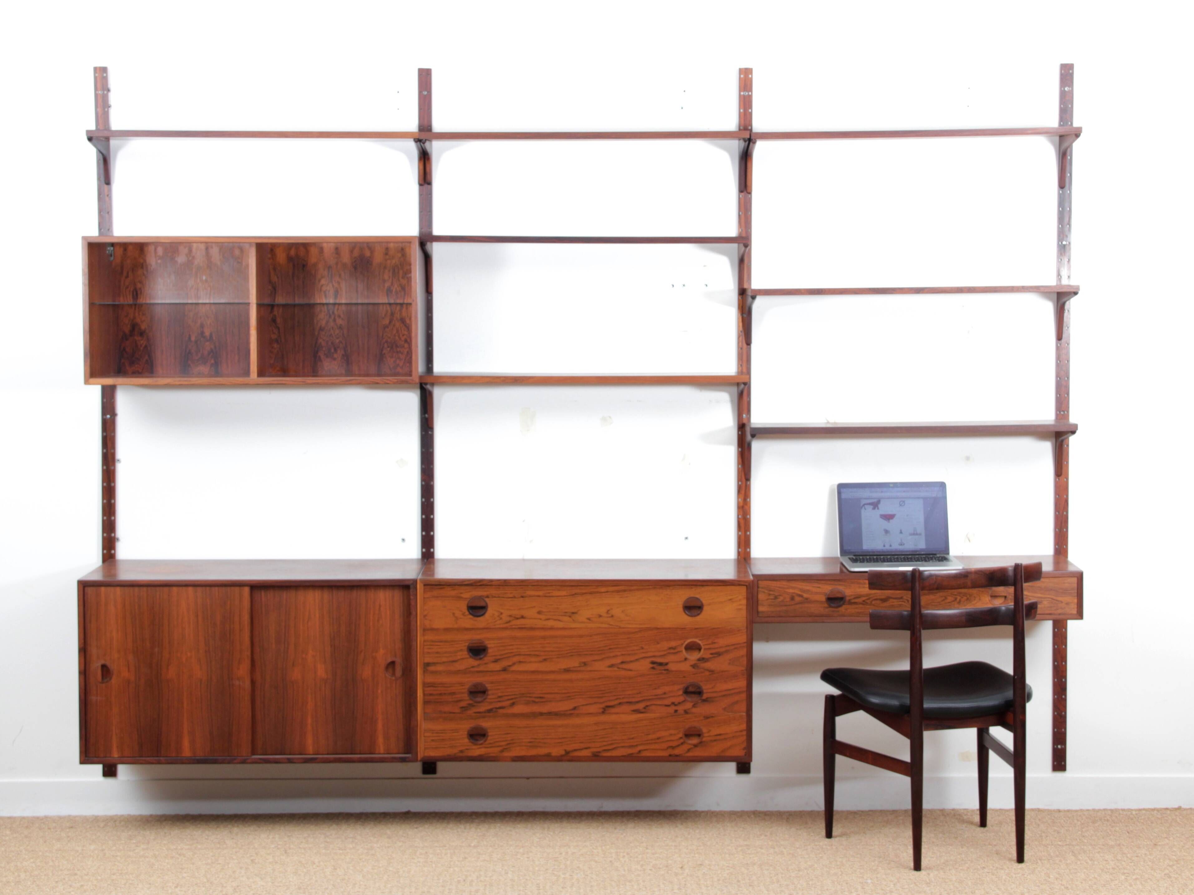 Scandinavian wall system in rosewood by Hansen & Guldborg