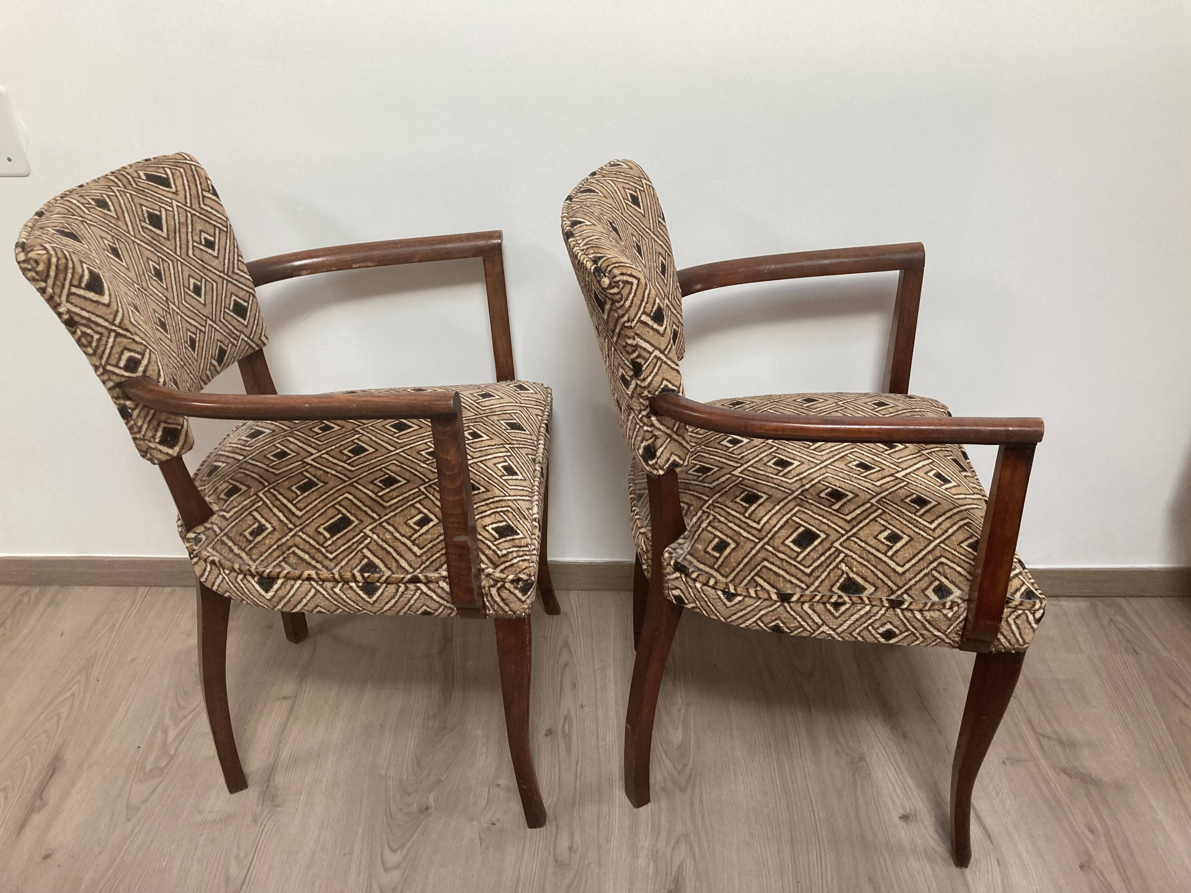 Pair of armchairs bridge in teak circa 1970 vintage