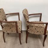 Pair of armchairs bridge in teak circa 1970 vintage