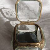 Napoleon III jewellery box bevelled glass engraved box box