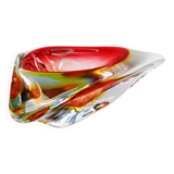 Superbe grand cendrier ou vide-poches triangulaire en verre de Murano des années 60. Fabriqué en Italie.