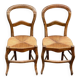 2 Louis Philippe chairs, solid curved wood and straw