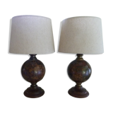 Pair of world map lamps