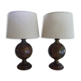 Pair of world map lamps