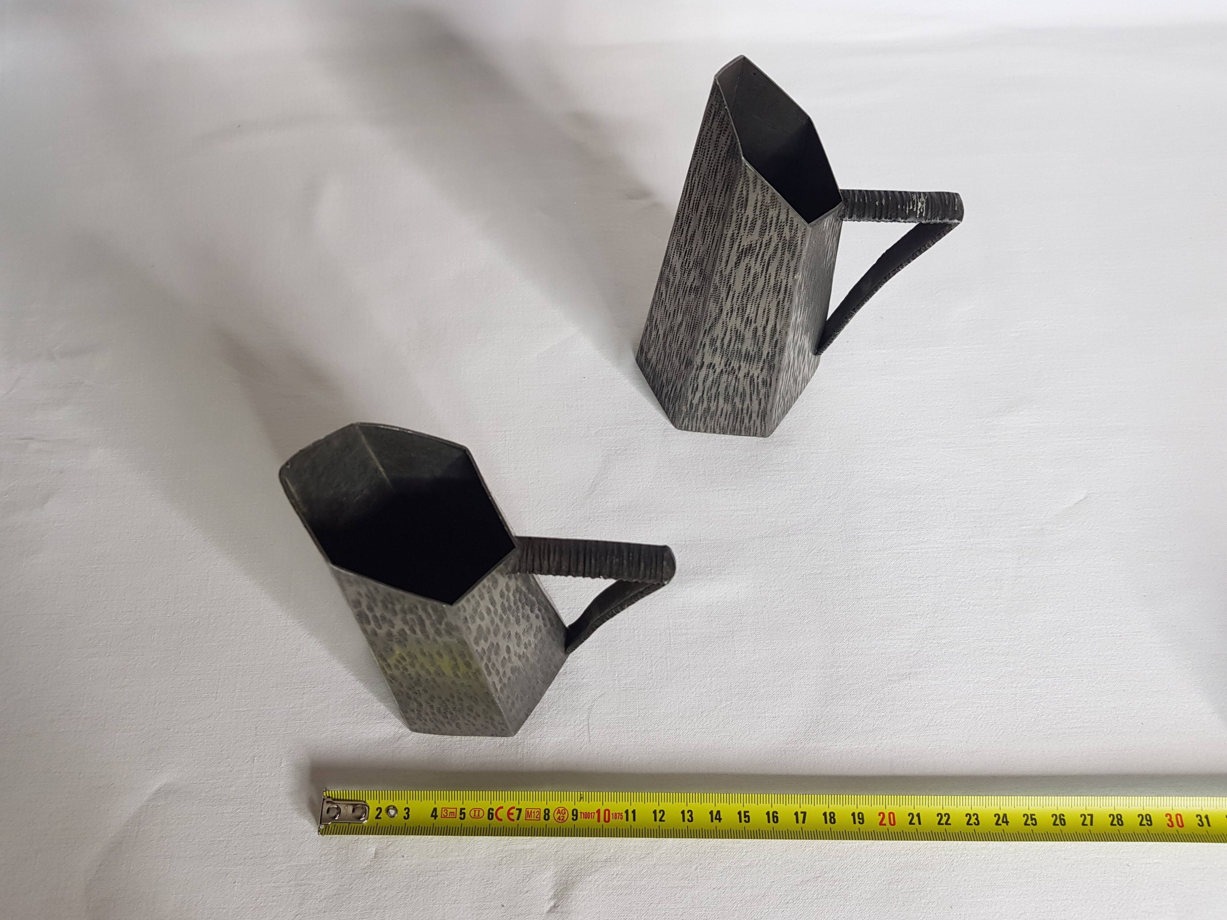 Two small vases of art textured original design Irman pewter