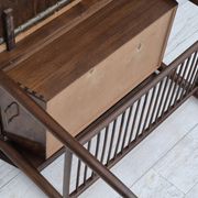 Table basse pliante danoise des années 1950 avec tiroir et étagère, état d'origine.