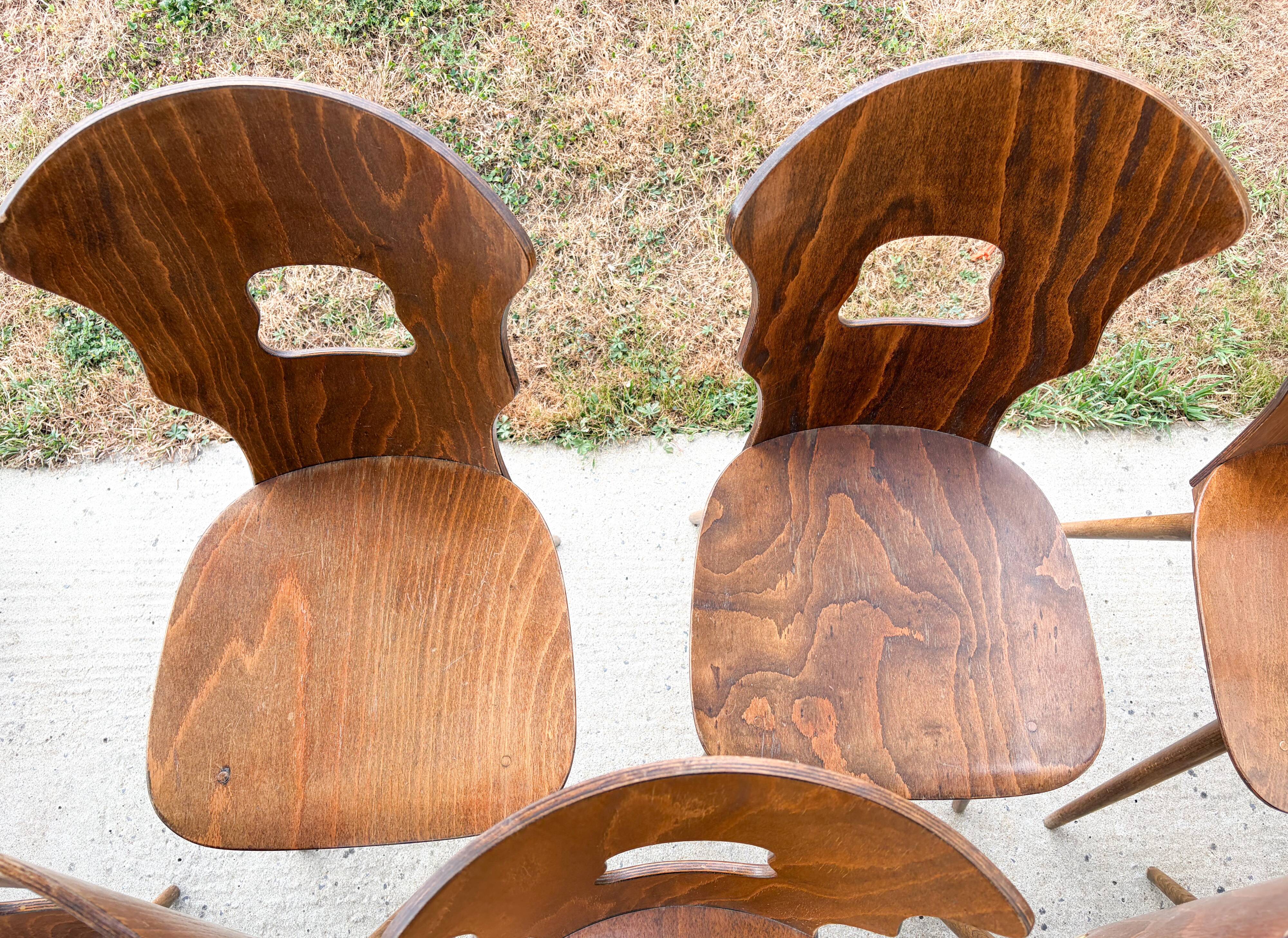 Lot de 6 chaises bistrot , modèle Gentiane , Baumann , 1960'