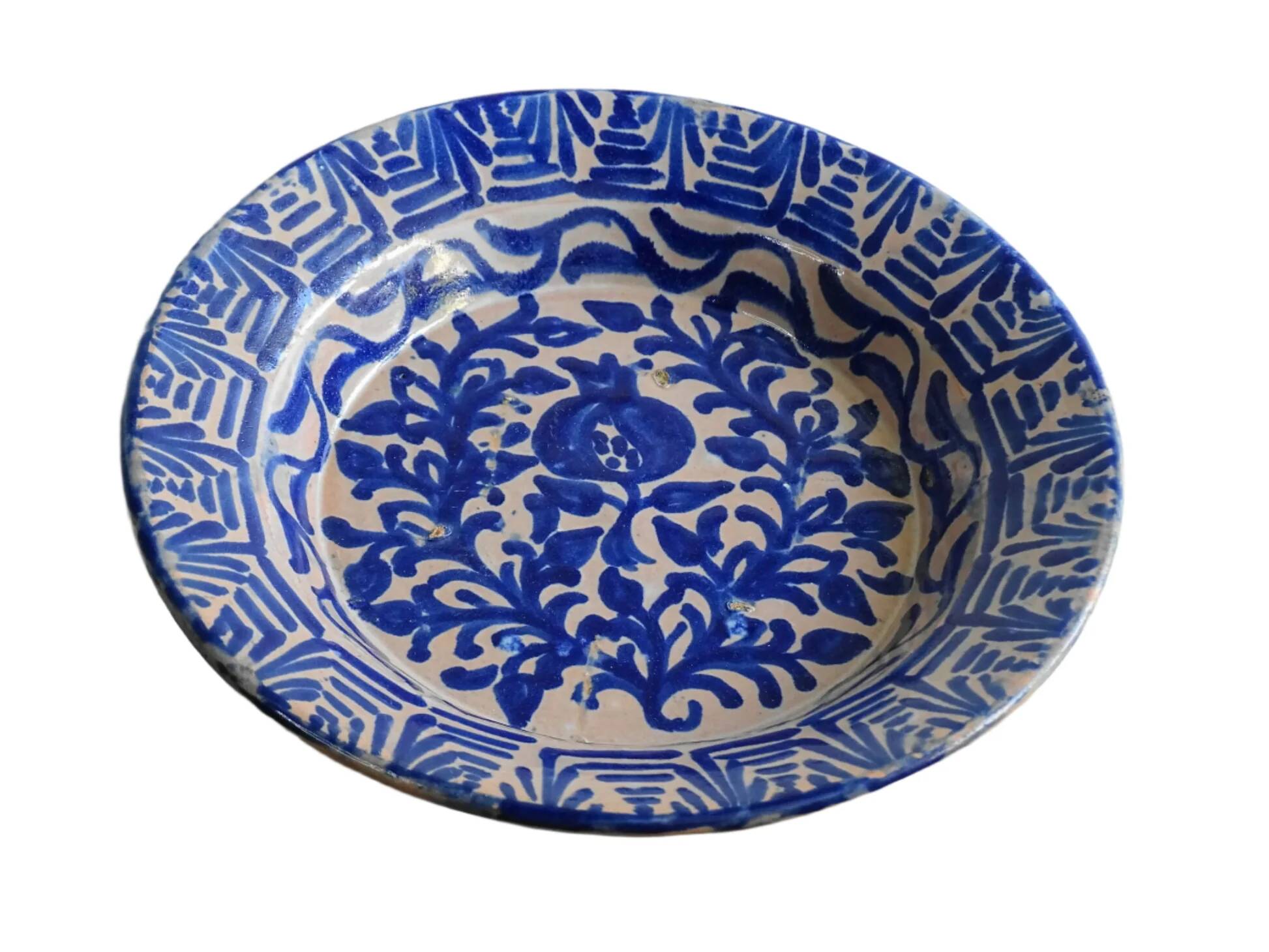 Bol Fajalauza bleu espagnol ancien à grenade