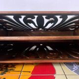 Vintage carved wooden magazine rack