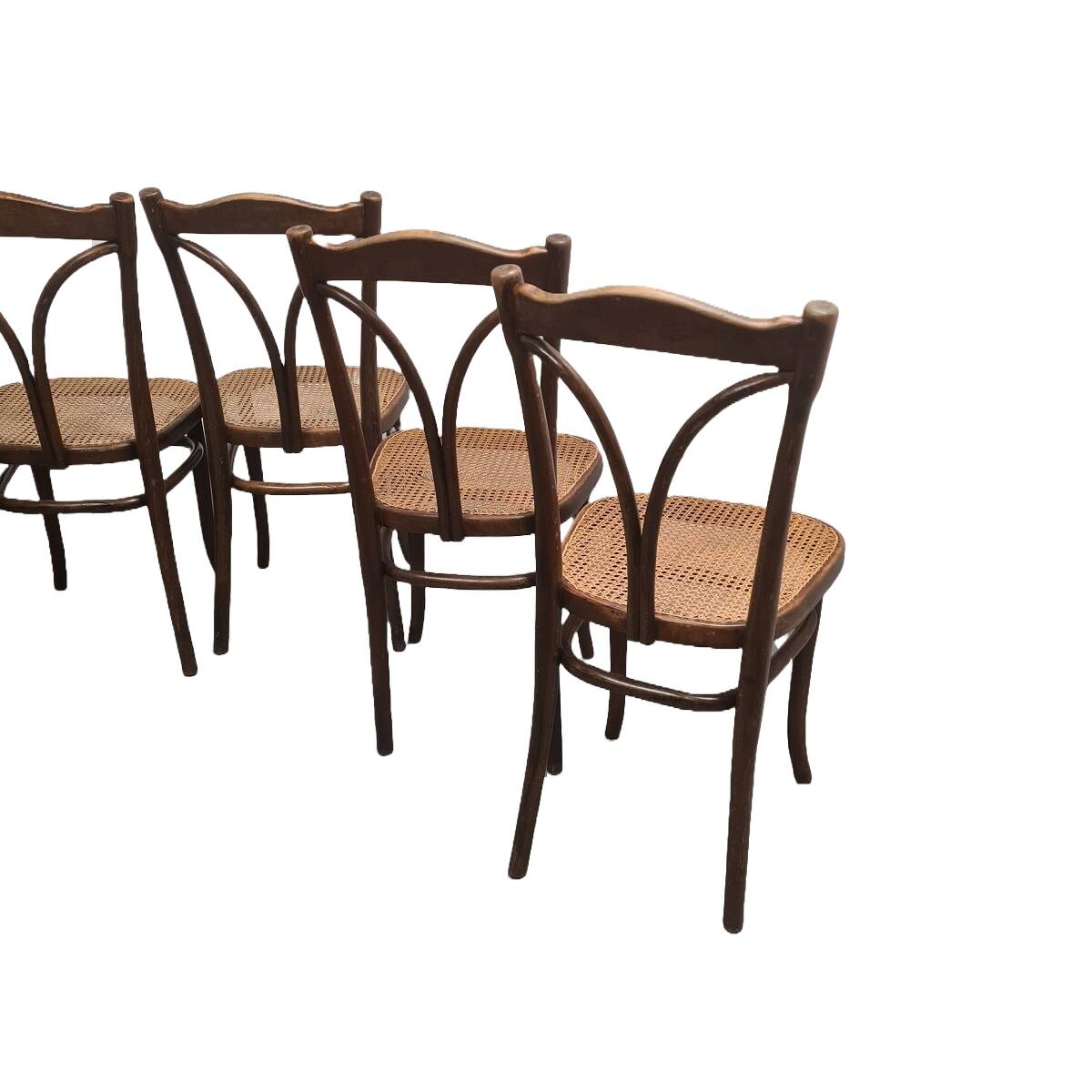 Thonet Dining Room Chairs With Webbing model 107 set of 6, early 1900s