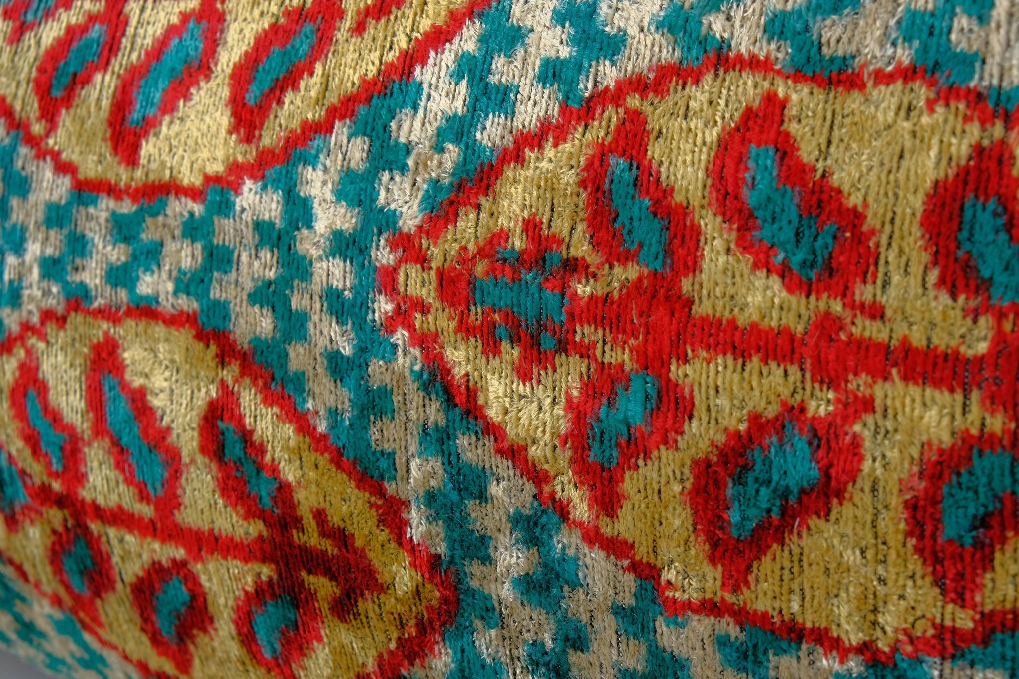 Ikat extra long velvet pillow cover - silk ethnic velvet bench pillow cover - ethnic decorative