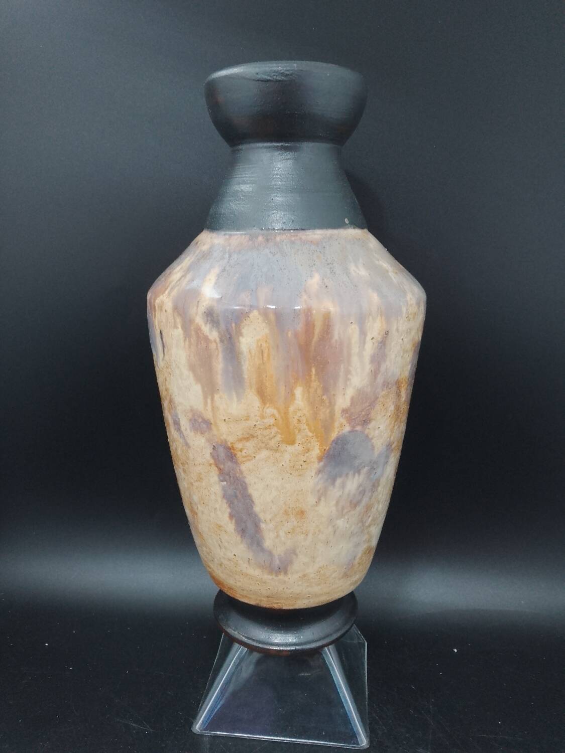 Large stoneware vase from Bouffioulx signed Losson, Hand-turned 1960