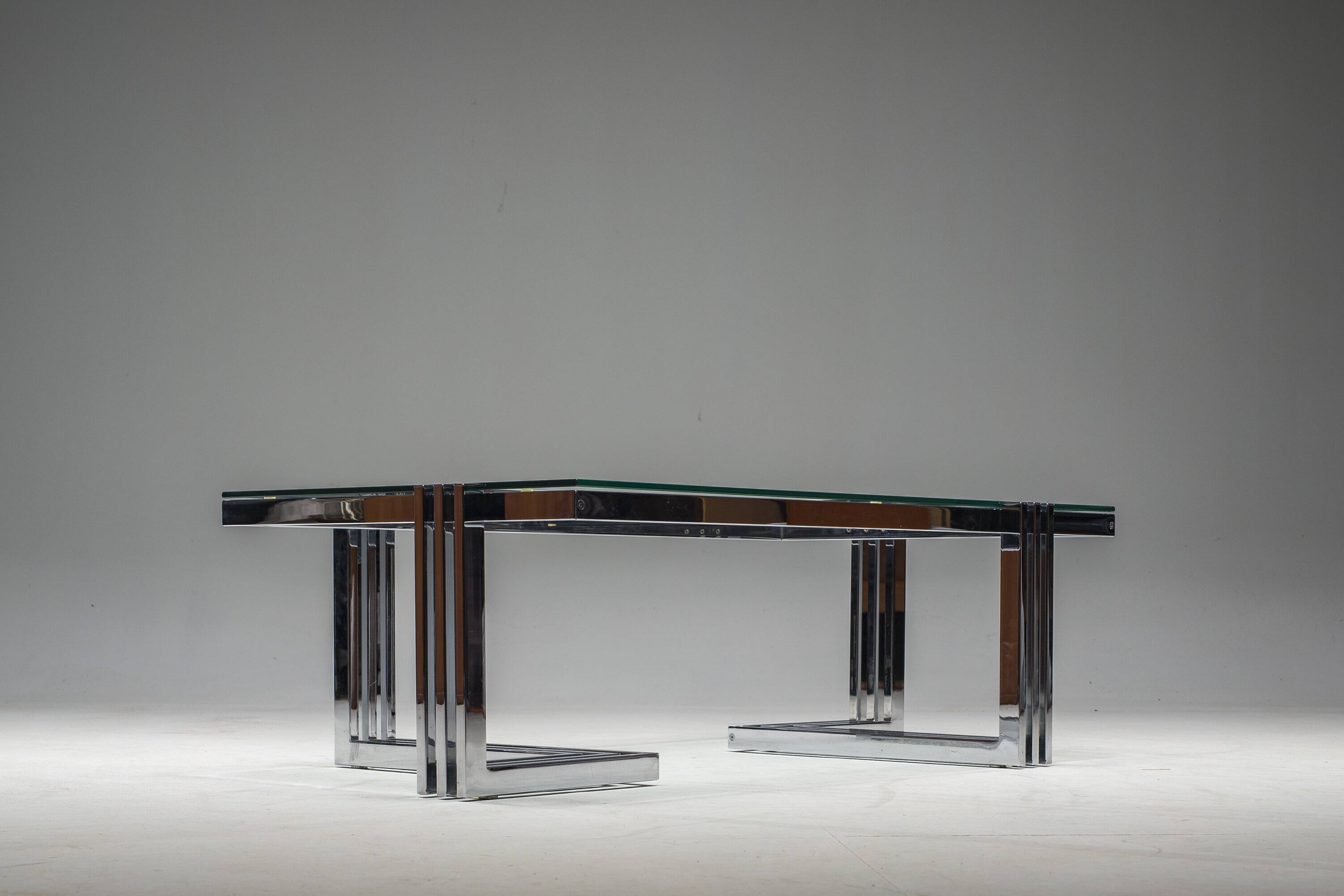 Vintage Coffee Table in Chrome and Glass, 1960s