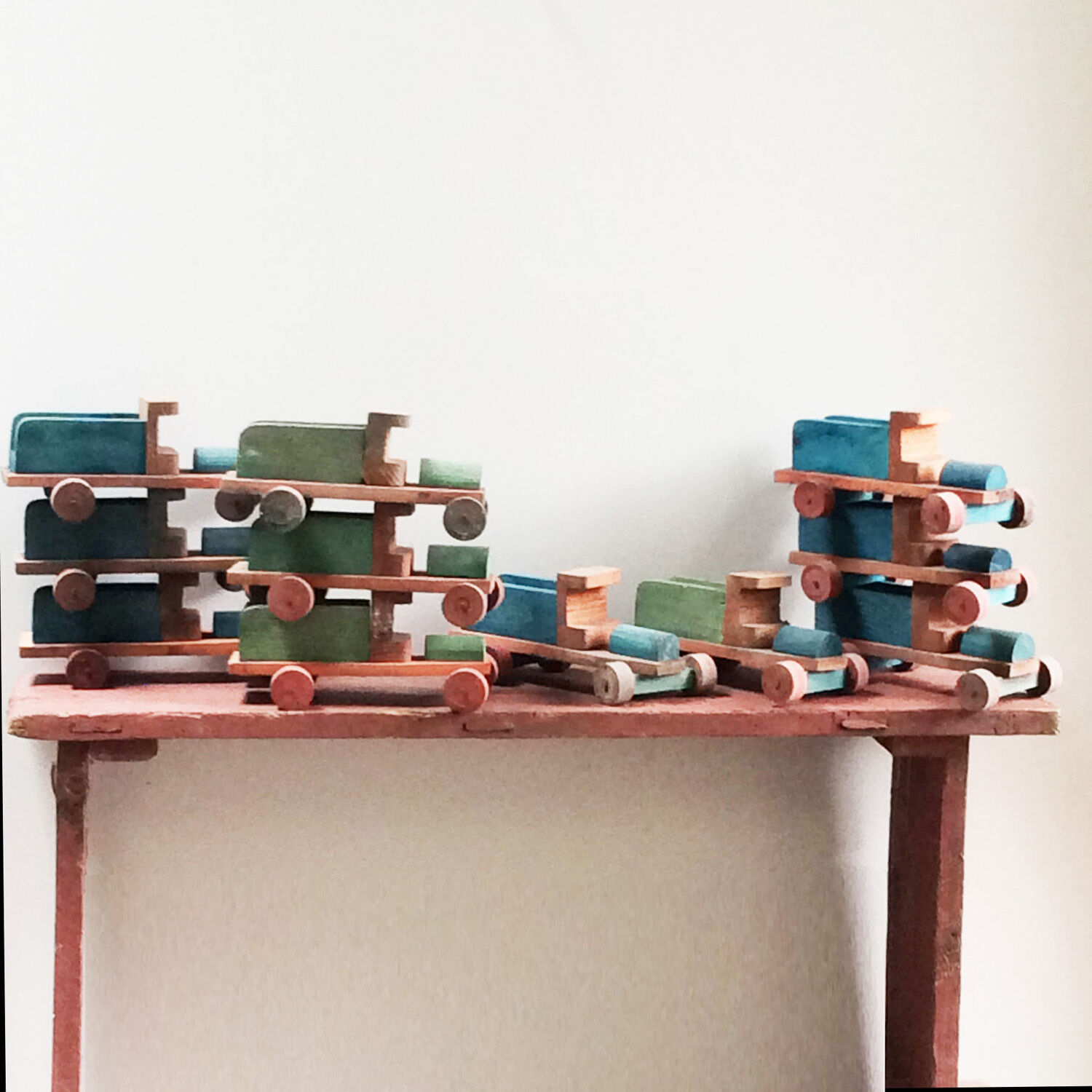 Toy green wooden truck 50's