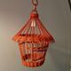 Hanging rattan bird cage orange vintage