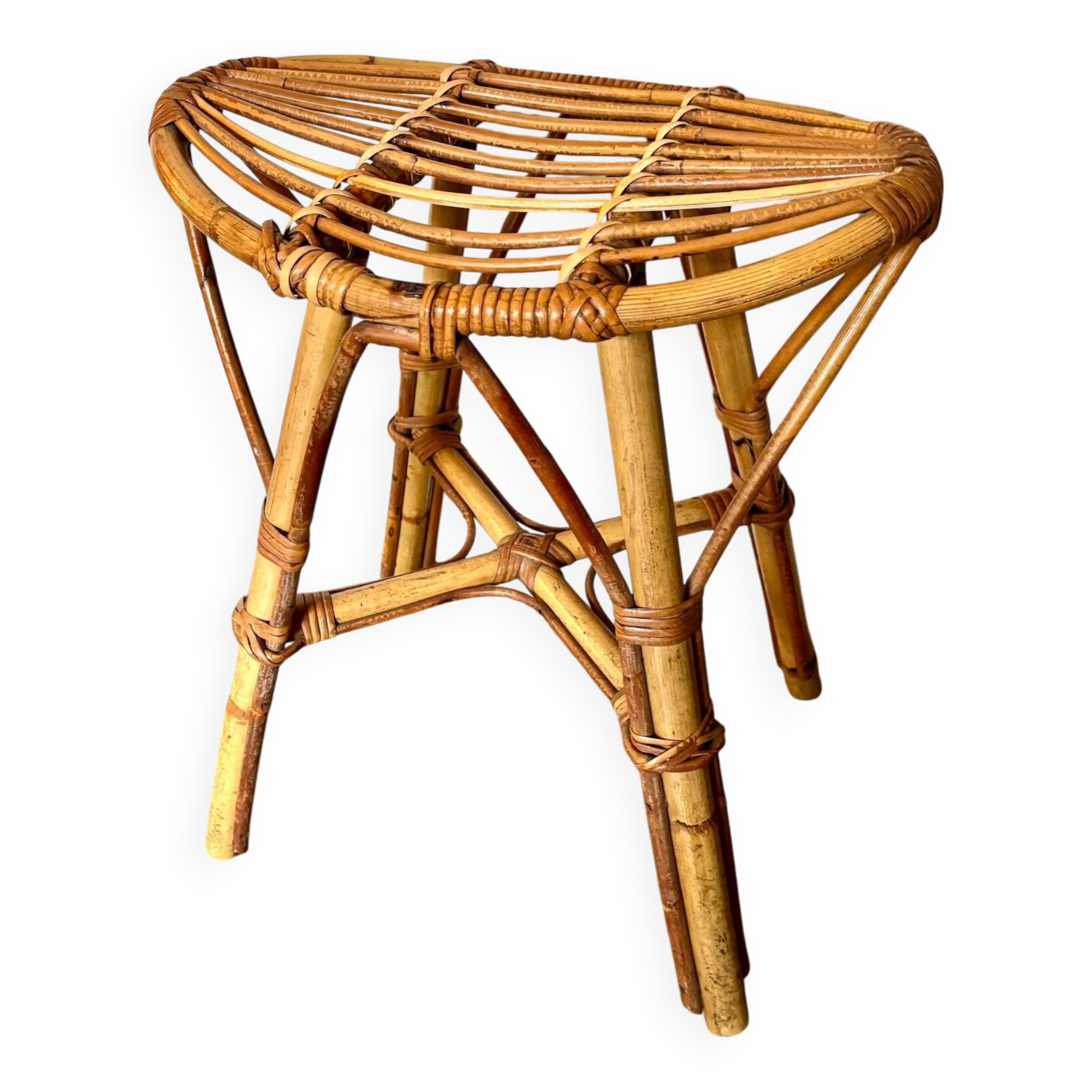 Rattan stool, 1960s-1970s