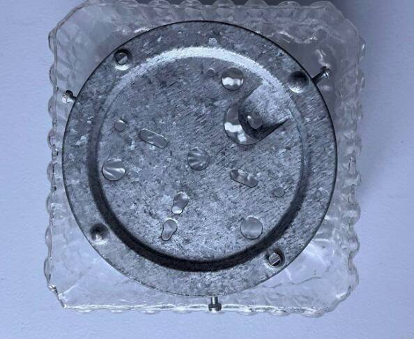 Square vintage moulded glass ceiling light fixture.