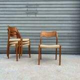 Set of 4 Niels Otto Moller model 71 chairs