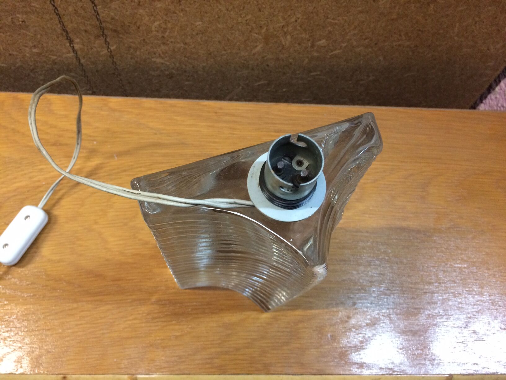 Vintage crystal lamp foot signed daum france - 70s