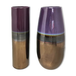 paire de vases en céramique des années 1970 par F.lli Brambilla. Fabriqué en Italie